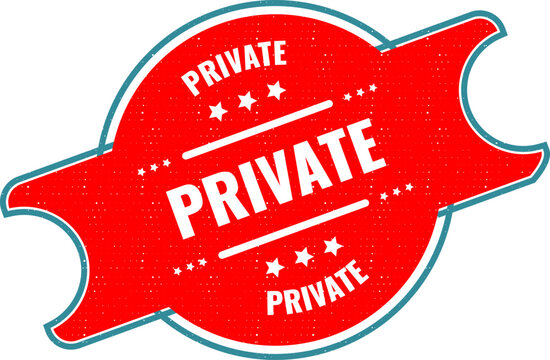 Classic red round stamp featuring the word private for confidential files and restricted access documents