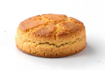 Fototapeta premium Single Rich Tea Biscuit Isolated on White Background with Crispy Baked Texture Visible and Soft Studio Lighting in Clean Minimal Food Photography