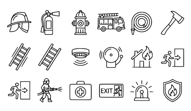 Fire safety and emergency response icons