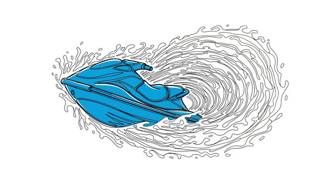 Blue Jet Ski Riding Through Swirling Water Vortex