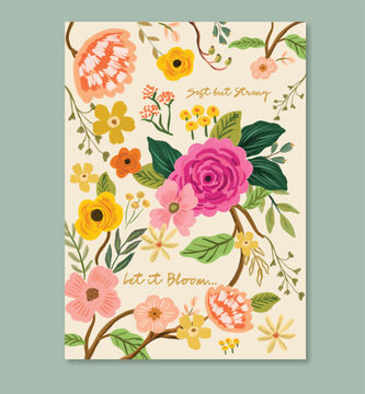 Hand drawn Floral Card Template Design