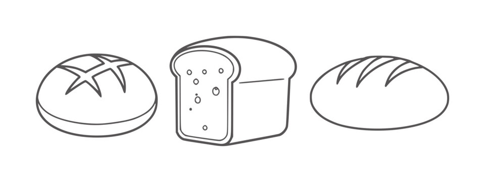 Three line of different types of bread loaf baked food