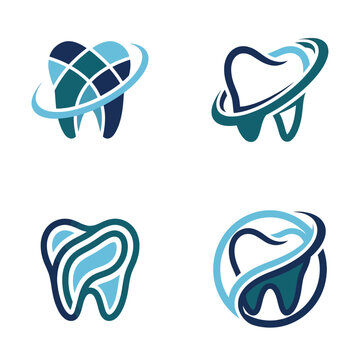 Dental tooth logos with swirling designs.