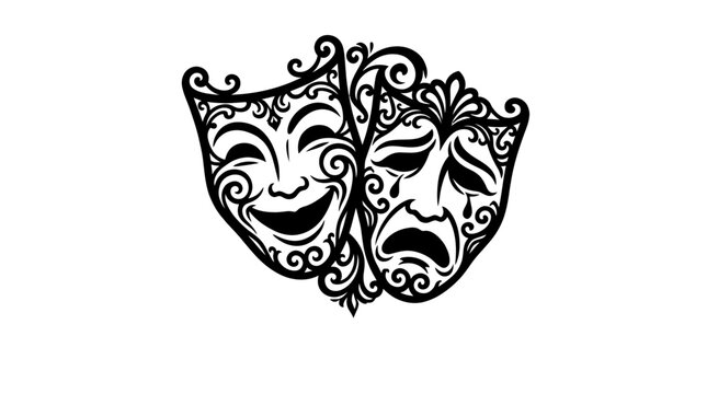 Theatrical Comedy Tragedy Masks Design.