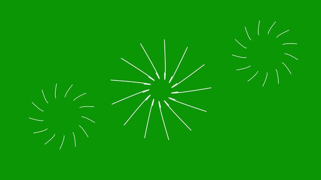 Green and black background with white abstract starbursts during nighttime celebration concept