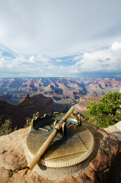 Telescope set on rock in South Rim of the Grand Canyon National Park