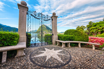 The Lugano gate in Ciani park on Lake Lugano, Switzerland © Boris Stroujko