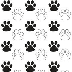 Fototapeta premium Paw seamless pattern ,foot print vector illustration