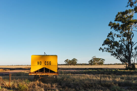 Protest sign against coal seam gas in countryside