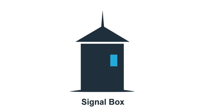 Vintage Signal Box, Railway Station Building, Old Communication Hub, Blue Window