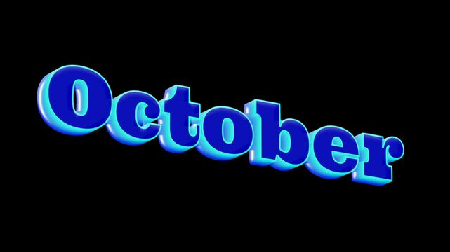 3d text october title animation for fall season calendar theme video clip and motion graphic overlay assets