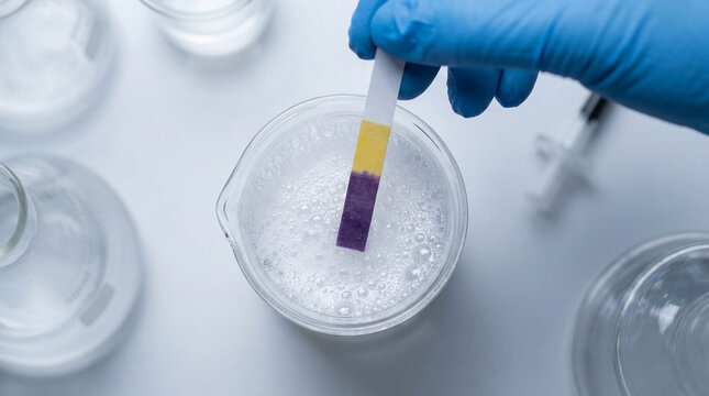 Laboratory Ph Test of Chemical Liquid in Glass Beaker