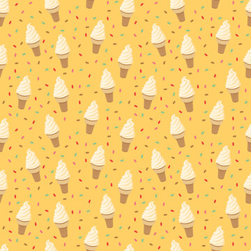 seamless pattern with vanilla ice cream