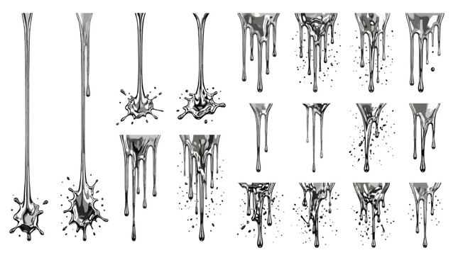 Collection of various icicles hanging from different surfaces and in different shapes and sizes