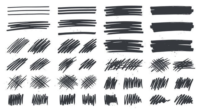 Collection of various black brush stroke textures and patterns