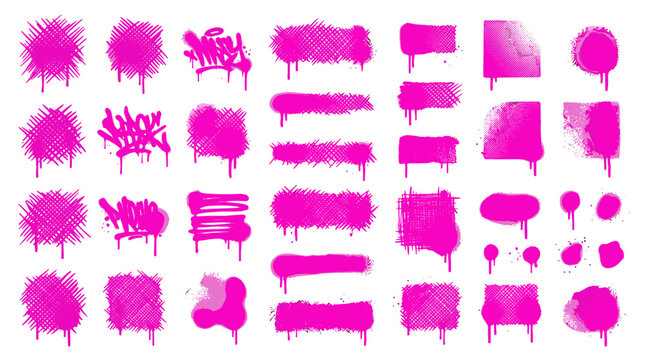 Collection of pink paint splashes and blobs for creative design