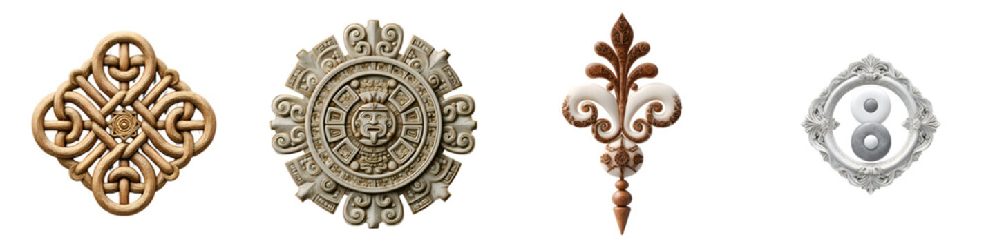 Ornamental Design Elements: Decorative Antique Architectural Ornaments on White