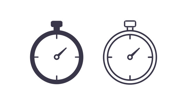 Stopwatch timer icons for measuring time and tracking performance and speed