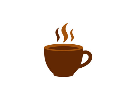 Steaming Coffee Cup Vector Icon, Isolated Transparent Background for Beverage Drink Logo or Web UI Design