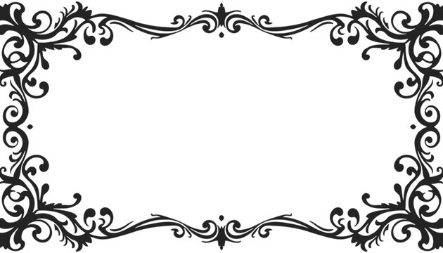 Decorative frame features intricate floral flourishes and scrolls designed for artistic stationery.
