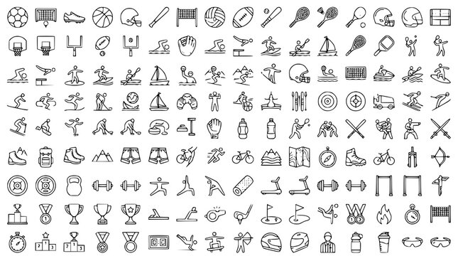 Sports vector bundle with athletic activities fitness and competition symbols