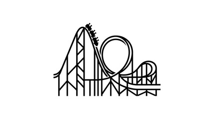 A black line drawing of a roller coaster. © gacoan
