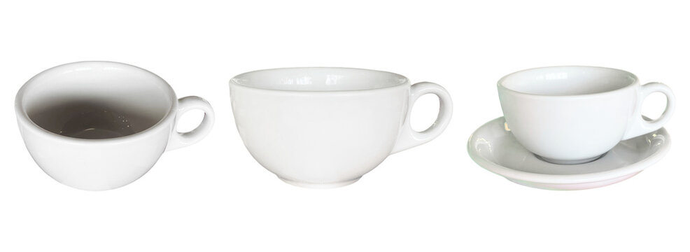 White Ceramic Coffee Cups Multi Angle Set