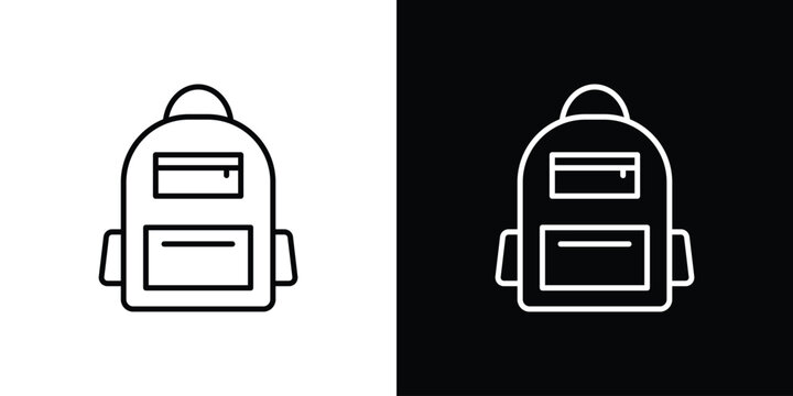 Backpack icon logo design in editable line strokes