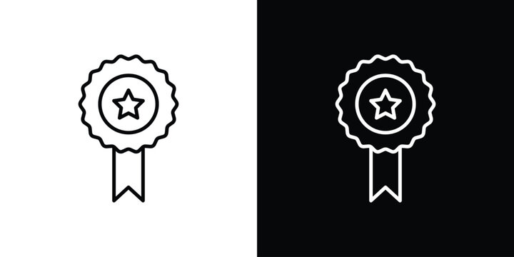 Badge icon logo design in editable line strokes