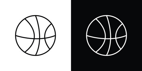 Basketball icon logo design in editable line strokes © Ch