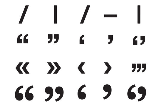 Quotation marks and punctuation symbols vector set for creative text design elements