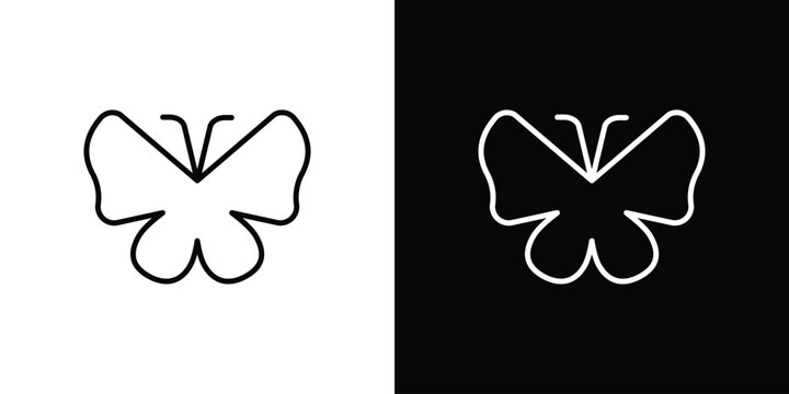 Butterfly icon logo design in editable line strokes