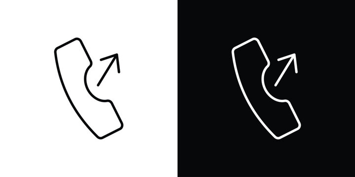 Call outgoing icon logo design in editable line strokes