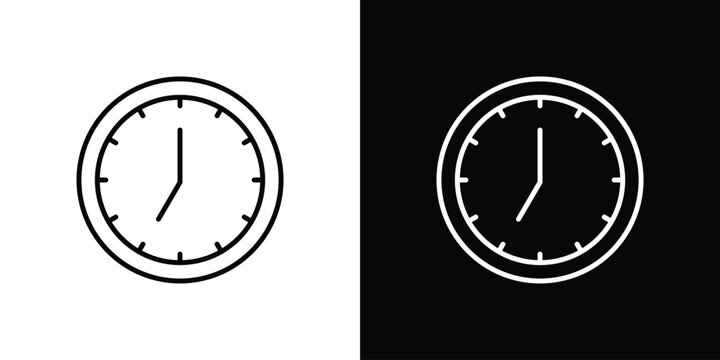 Clock seven icon logo design in editable line strokes