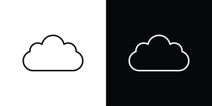 Cloud icon logo design in editable line strokes