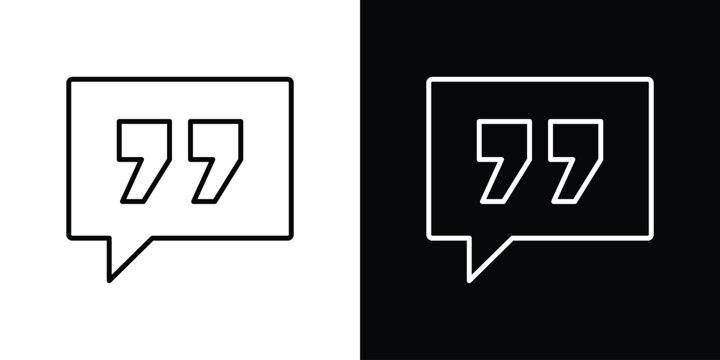 Comment quote icon logo design in editable line strokes