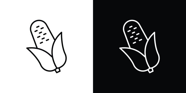 Corn icon logo design in editable line strokes