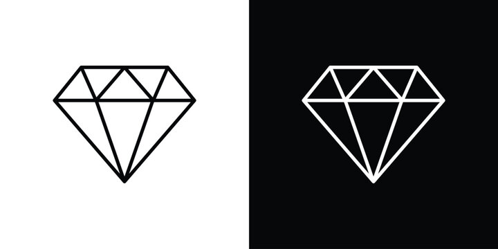 Diamond icon logo design in editable line strokes