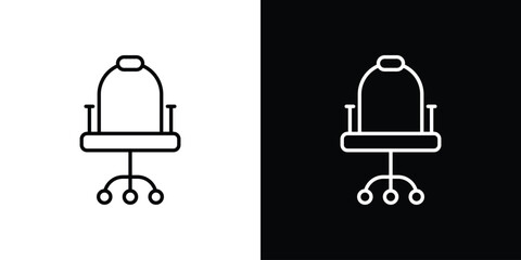 Gaming chair icon logo design in editable line strokes © Ch