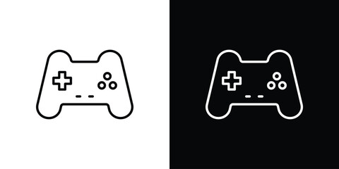 Gamepad icon logo design in editable line strokes © Ch