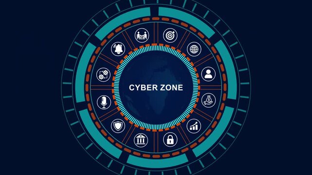 CYBER ZONE business concept.Circuit board with Technology background. Business, Technology,4k quality animation video
