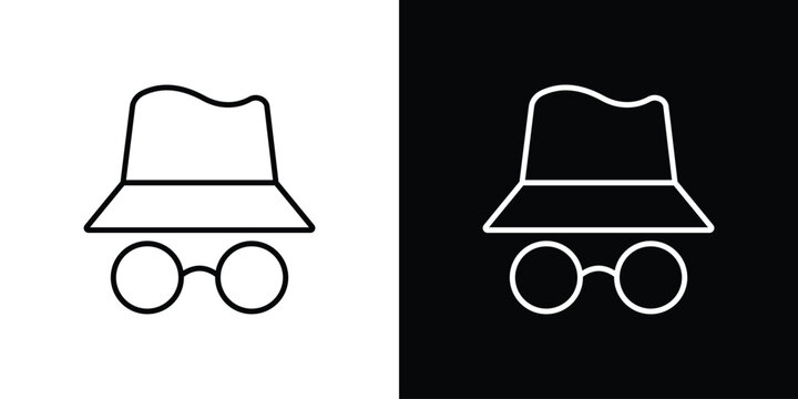 Incognito icon logo design in editable line strokes