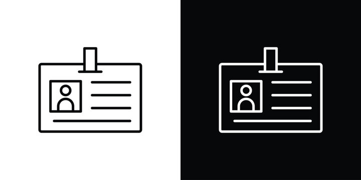 ID badge icon logo design in editable line strokes