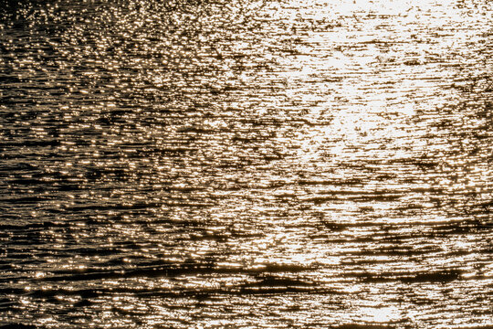 Sunlight reflected in rippled water surface