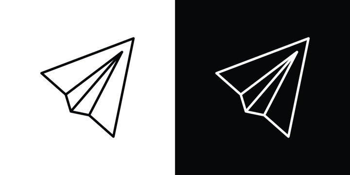 Paper plane icon logo design in editable line strokes