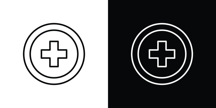 Plus icon logo design in editable line strokes