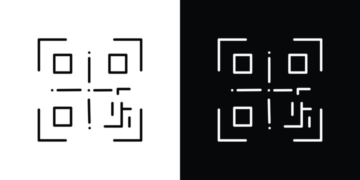 Qrcode icon logo design in editable line strokes