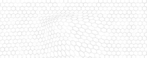 Fishing or soccer net. Repeated hexagon pattern. Black wired mesh texture isolated on white background. Metallic or fabric fence, cage or lattice structure. Vector graphic Illustration. © PECAH