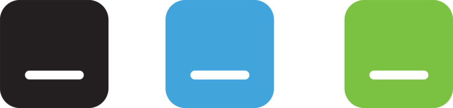 Rounded square icons with minus symbol subtract negative interface decrease