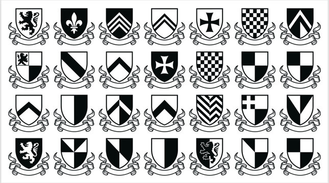Heraldic Shields and Crests Icons.